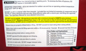 Rotary Lift Warning Decal