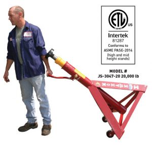Mohawk’s mobile jack stands are equipped with a handle and large castors for easy movement.